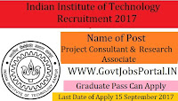 Indian Institute of Technology Recruitment 2017– Project Consultant, Research Associate