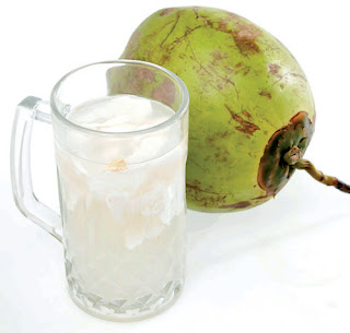 a glass of coconut water