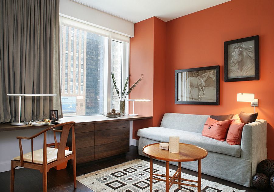 25 Desain Interior Cat  Rumah Warna Orange 