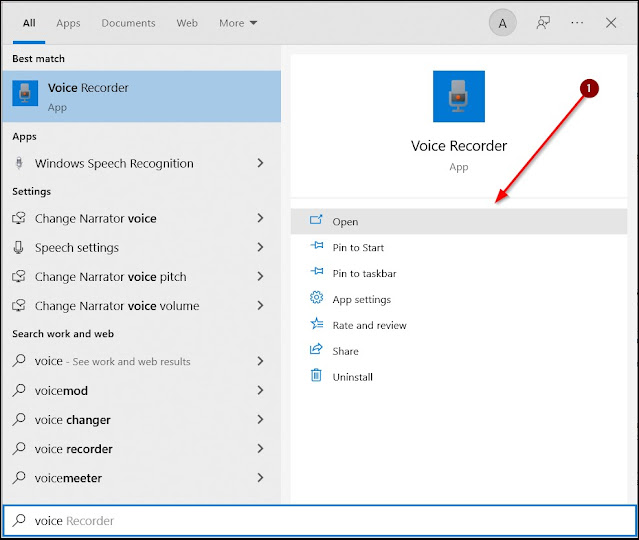 buka voice recorder aplikasi bawaan windows