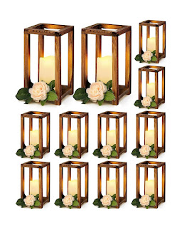 24 Pcs Wooden Candle Lantern Bulk Wedding Lantern Centerpiece