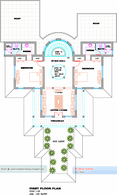 Kerala Villa First Floor Plan - 3800 Square Feet