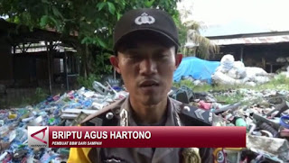 BripTu Agus Hartono menyatakan, pengolahan sampah plastik menjadi bahan bakar minyak berawal dari tahun 2016 lalu saat berpatroli di pemukiman warga yang mengeluh karena banyak sampah berbahaya terutama saat musim hujan yang dapat mencemari lingkungan. Dari masalah itu  . . . . . ..