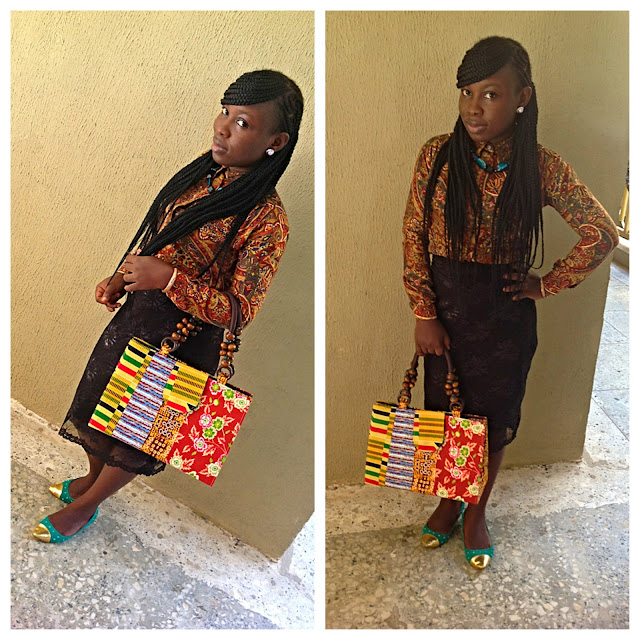 ankara bag on shirt