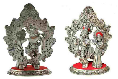 GREEN TOUCH CRAFTS Metal Lord Radha Krishna God Idol Statue