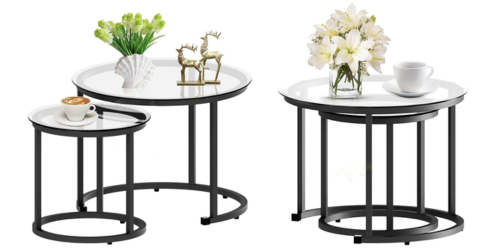 Nesting Coffee Glass Table Set