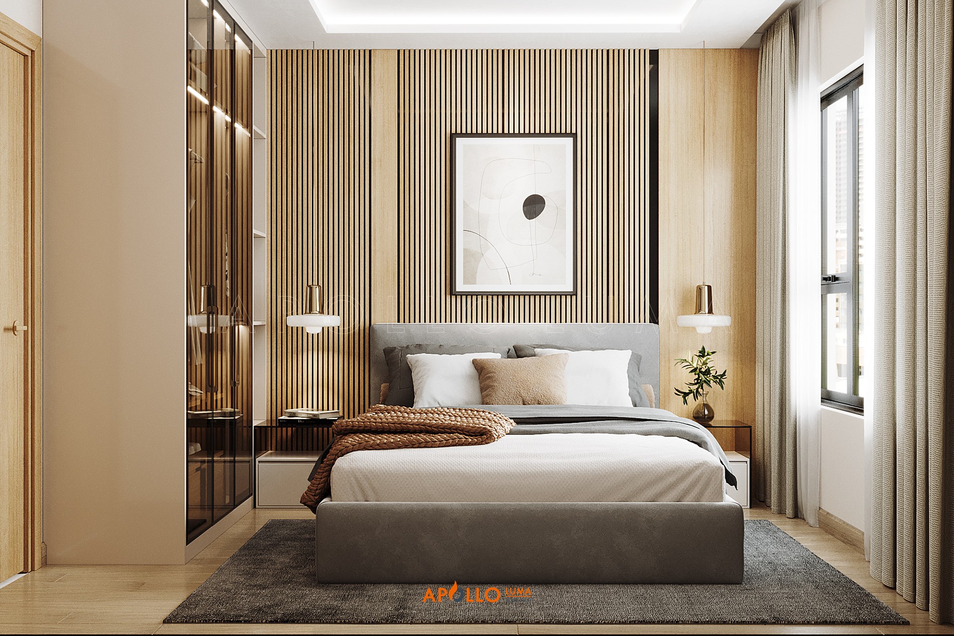 Thiết kế nội thất căn hộ 2 phòng ngủ (55m2) Tòa S1.01 Vinhomes Smart City Tây Mỗ
