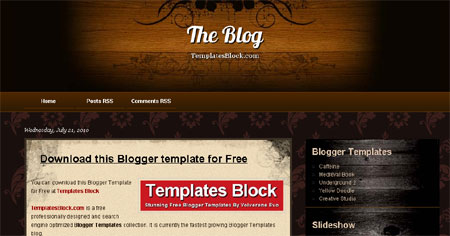 The Blog Wood Black Web2.0 Blogger Template