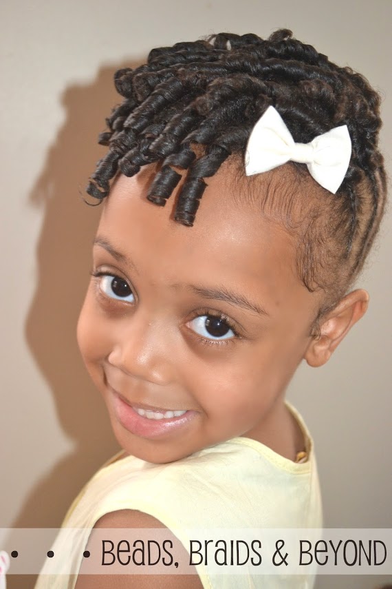 Little Girls Natural Hairstyle: Flexi-rod Updo with Cornrows | Twist ...