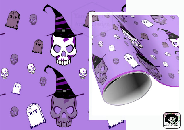 Halloween-skull-paper-gift--pattern-design-by-yamy-morrell