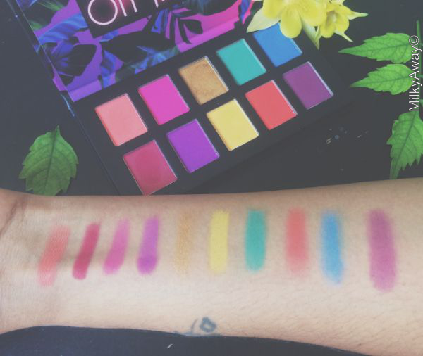 Swatch nuances palette Hasta la Vista Off Tropic NYX