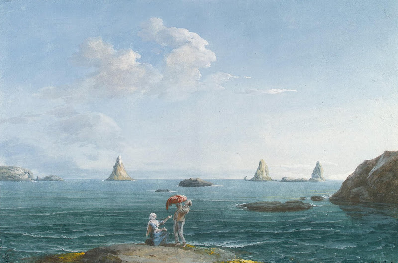 Islands of Cyclops in the Bay of La Trizza. General View by Jean-Pierre-Laurent Houel - Landscape Drawings from Hermitage Museum