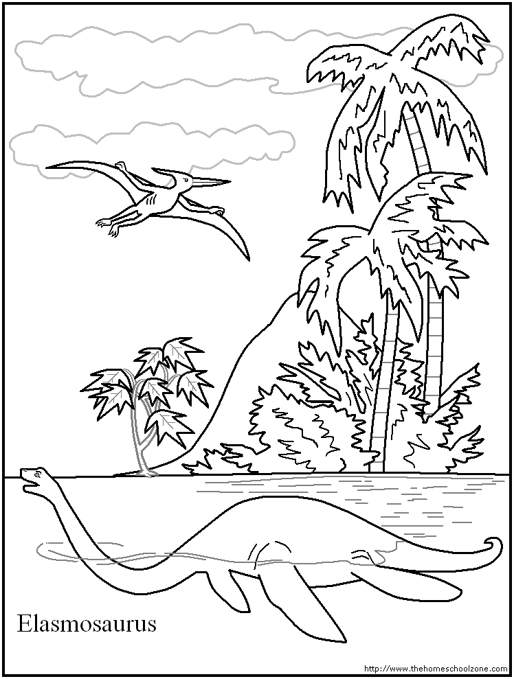 Coloring Sheet Swiiming Dinosaur 6