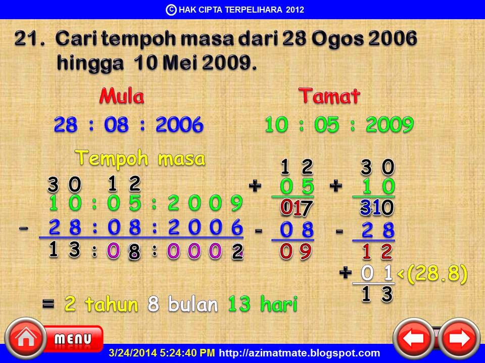 AZIMAT SEKOLAH RENDAH: PENGIRAAN MASA DAN WAKTU YANG AMAT 