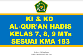 KI KD Al-Qur'an Hadis Kelas 7, 8, 9 MTs Sesuai KMA 183 Tahun 2022