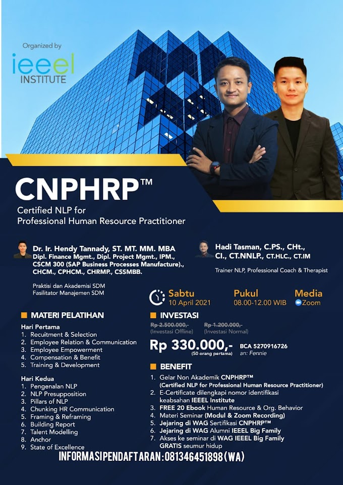 Gelar Non Akademik Certified NLP For Professional Human Resource Practitioner