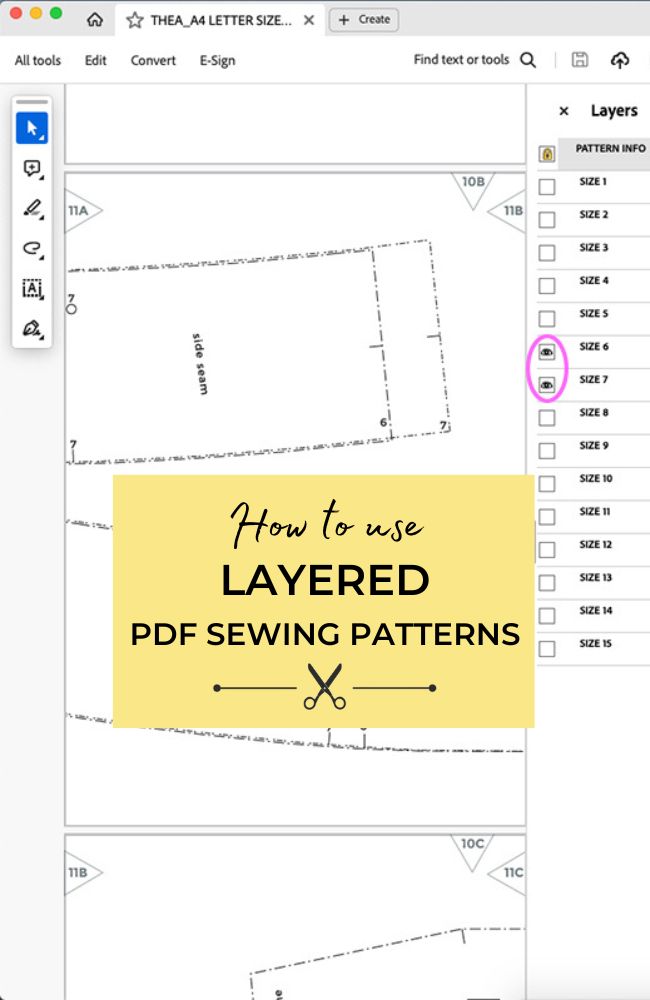 How to use layered PDF sewing patterns