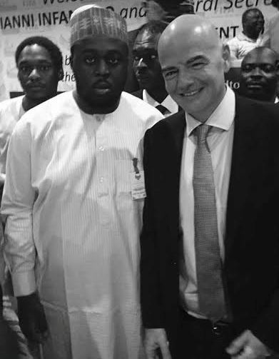 Photo: Bukola Saraki's son Seni with FIFA President Gianni Infantino in Abuja 