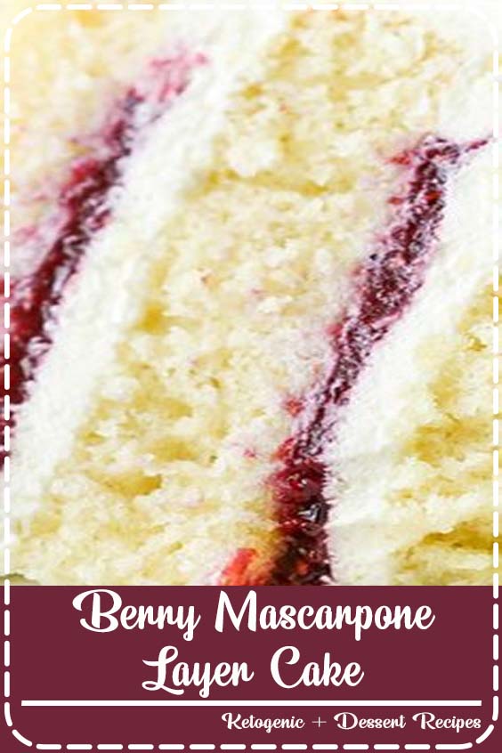 Berry Mascarpone Layer Cake ~ Layers of fluffy vanilla cake, fresh berry filling and mascarpone whipped cream frosting... It’s light, fruity and perfect for spring!