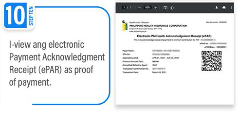 Step 10 to Pay PhilHealth Contributions Online