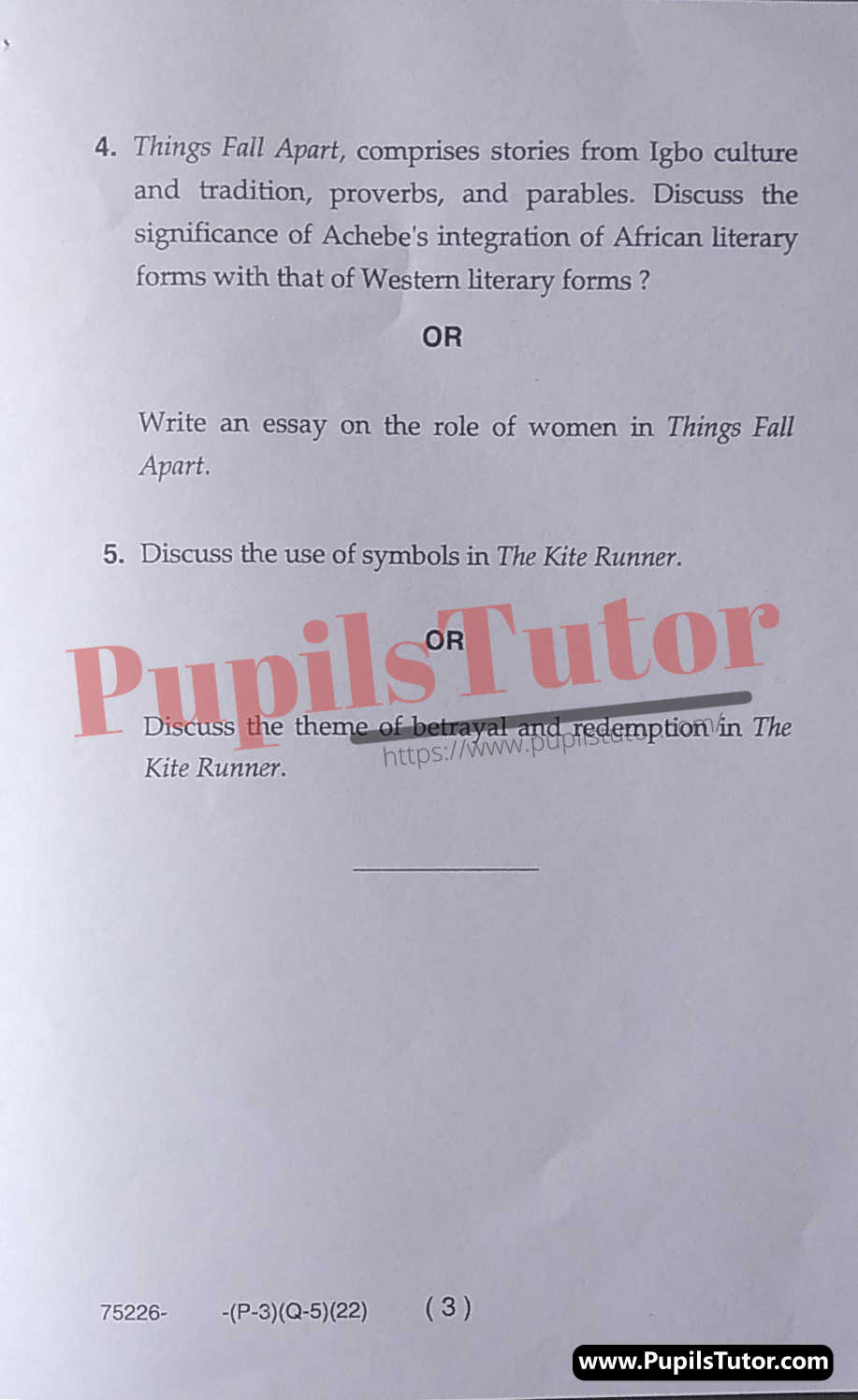 Free Download PDF Of M.D. University M.A. [English] Third Semester Latest Question Paper For Literature And Ethnicity Subject (Page 3) - https://www.pupilstutor.com