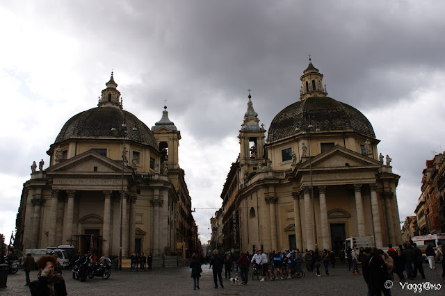 Piazza del Popolo e le due chiese gemelle a Roma