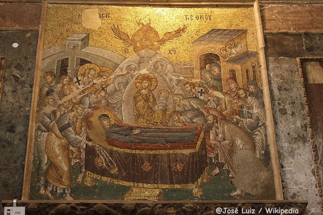  Mosaico dourado da Dormição de Maria na Chora Church em Istambul 