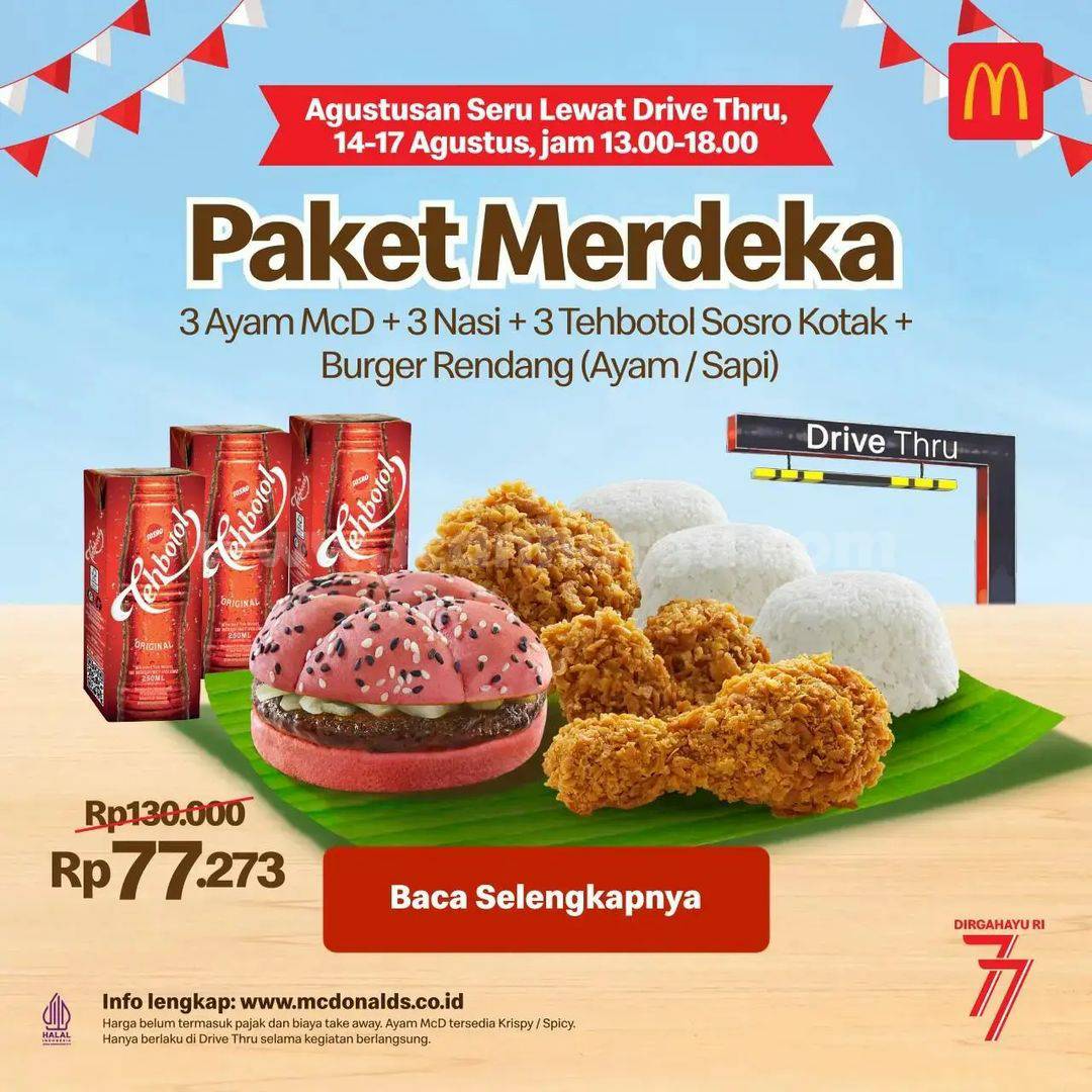 Promo MCDONALDS Paket Merdeka cuma Rp77.273 – Periode 14-17 AGUSTUS 2022