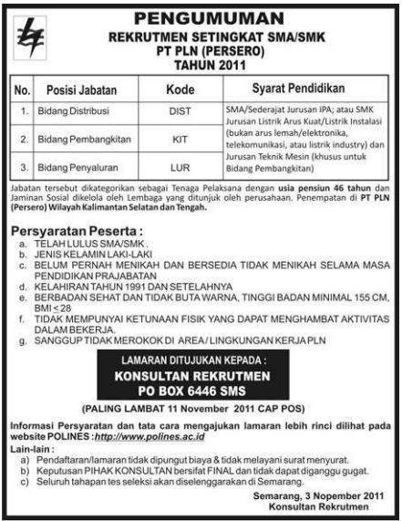 Info Lowongan Kerja / Job Vacancy: November 2011