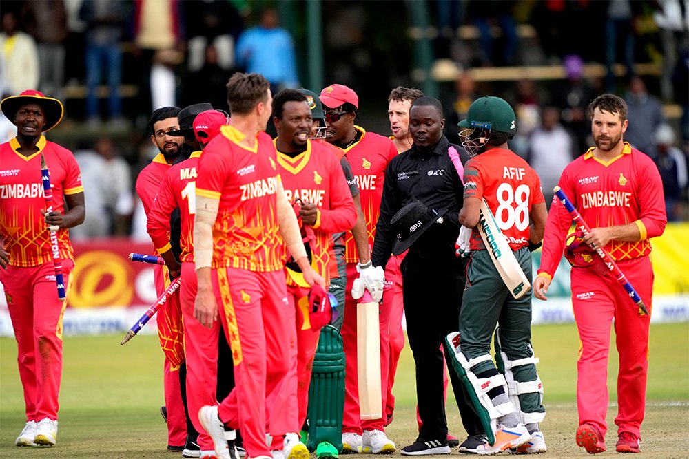 Zim cricket team players celebrate T20 series victory over Bangladesh, live scores and fixtures 2022