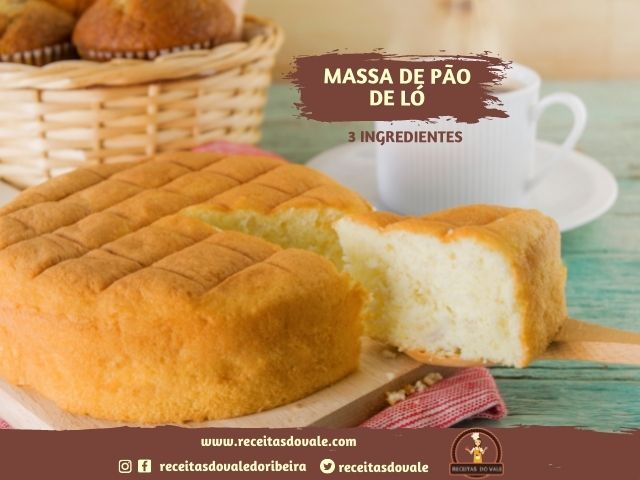 Receita de Pão de Ló com 3 ingredientes