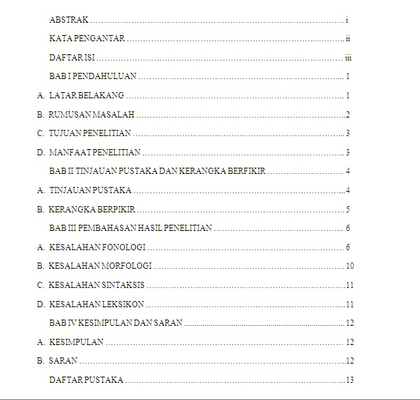 contoh daftar isi daftar isi