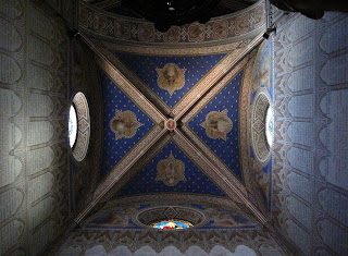 Ceiling full of stars in the basilica di Santa Margherita, Cortona, Tuscany, Italy