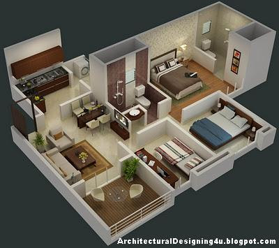 2 Bedroom Apartment Design Plans