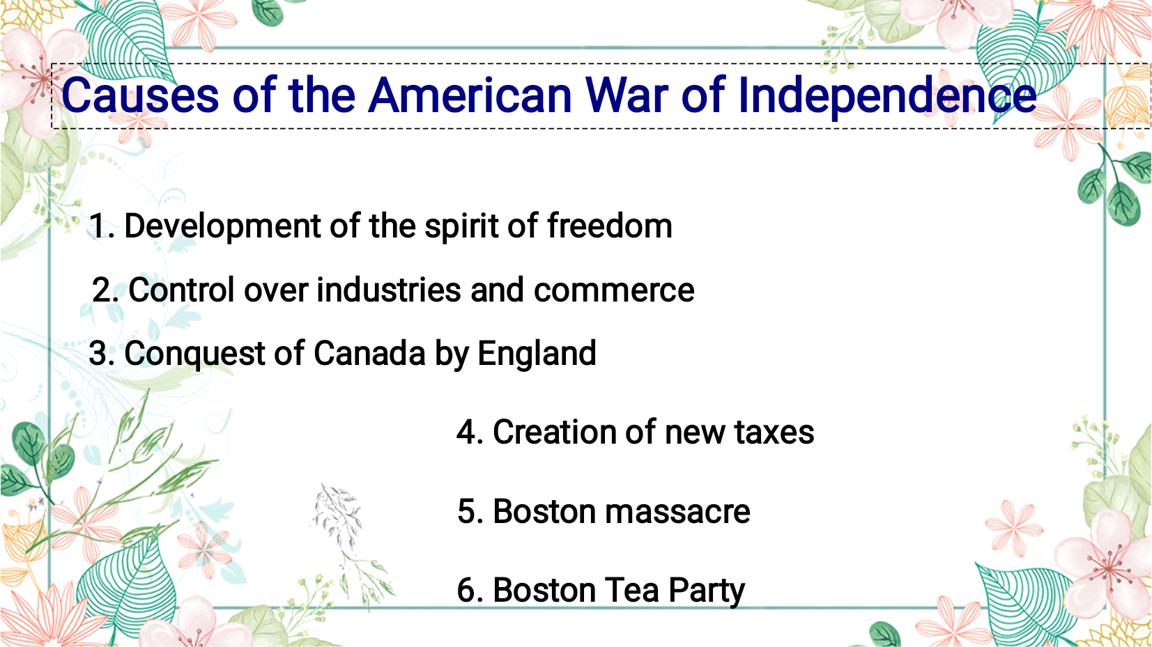 Causes of American War of Independence