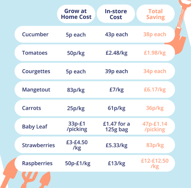 Cost of growing fruit and veg