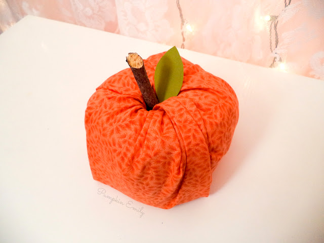 DIY No Sew Fabric Pumpkin made out of toilet paper