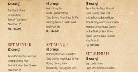 Daftar Harga Menu Ta Wan Restoran China Favorit