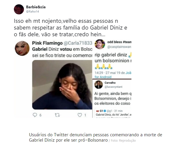 Por apoiar Bolsonaro, Gabriel Diniz tem morte comemorada