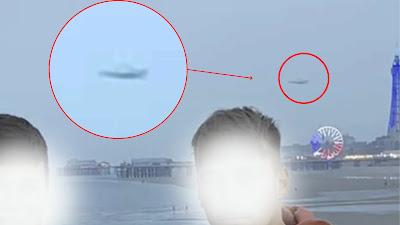 A flying saucer was caught on camera over Blackpool next to the tower.