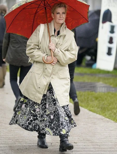 The Duchess of Edinburgh wore a graphic print shirt dress by Giambattista Valli. Lady Louise Windsor wore a navy jacket