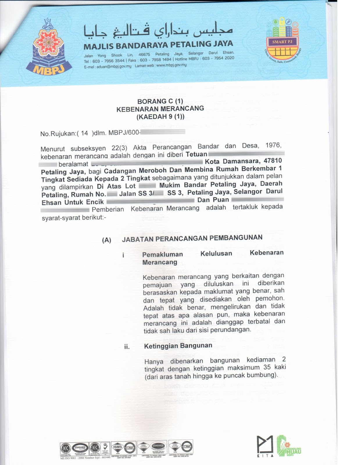 Surat Kebenaran Check Piping Jabatan Air