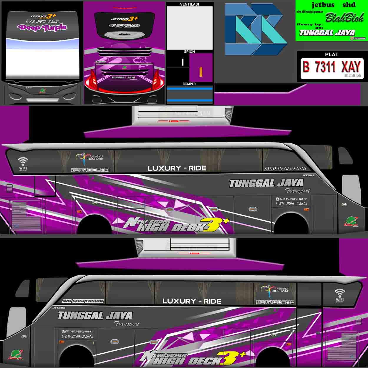 livery bussid deep purple shd