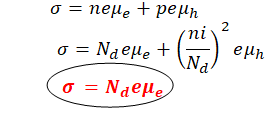 So the concentration is mainly due to mobility of electrons in n-type semiconductor.