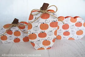 painted wood pumpkins with decoupage