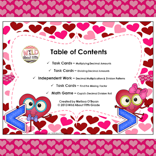 Valentine's Day decimal math centers