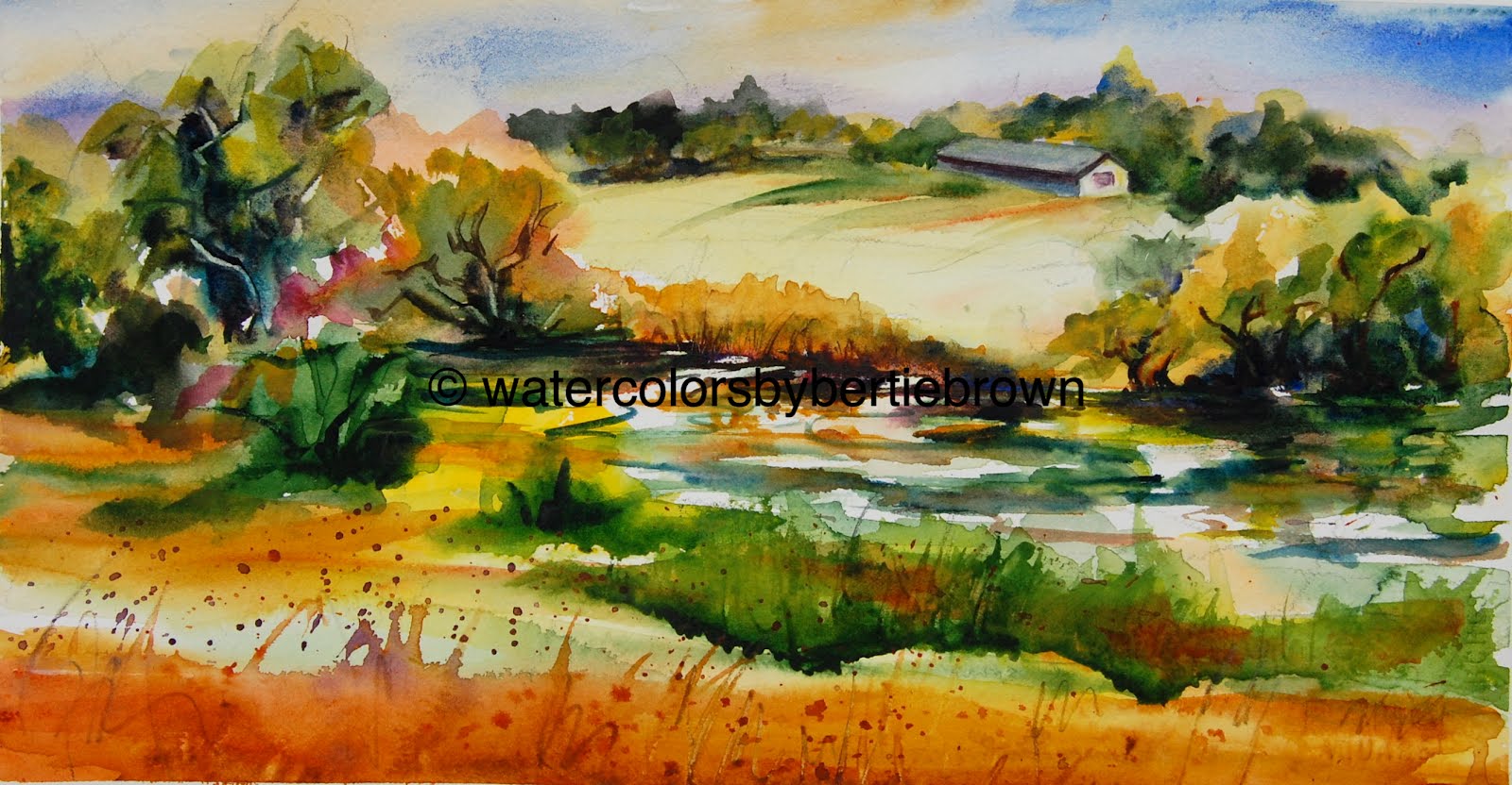 landscape images Simple Watercolor Landscape Paintings | 1600 x 832