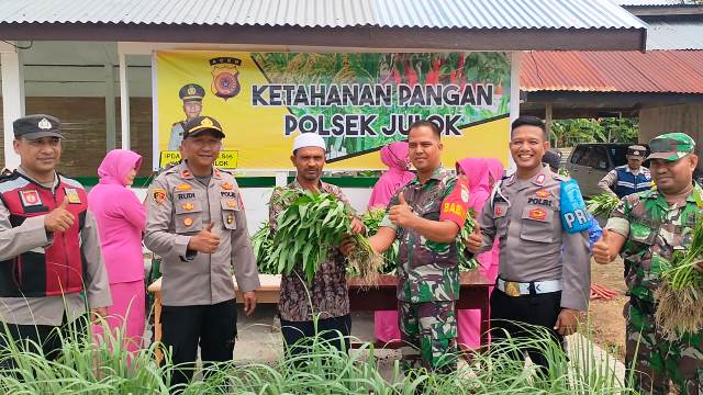 Panen Melimpah, Hasil Kebun Ketahanan Pangan Polsek Julok Dibagikan Kepada Warga