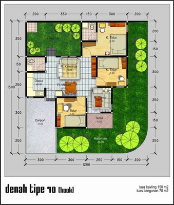  Denah  Rumah  Minimalis Type  70  Gambar Rumah  Idaman