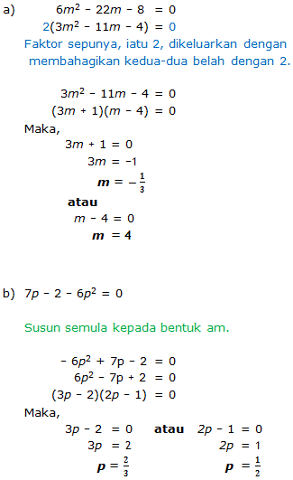 Matematik 4 5: Menentukan Punca Persamaan Kuadratik Menggunakan Kaedah Pemfaktoran